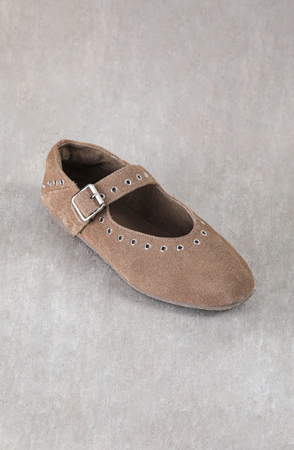 Taupe Eyelet Ballet Flats