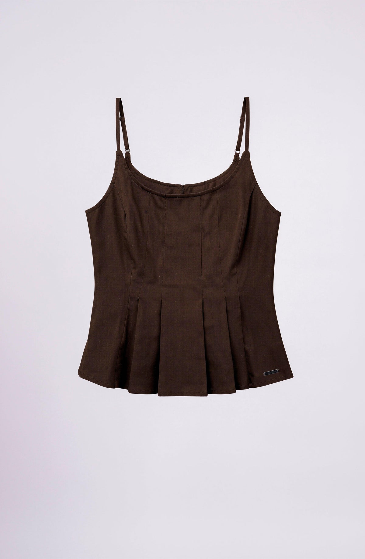 Brown Fitted Pleated Top