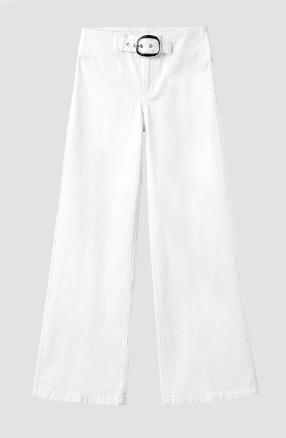 White Belted Waistband Pants