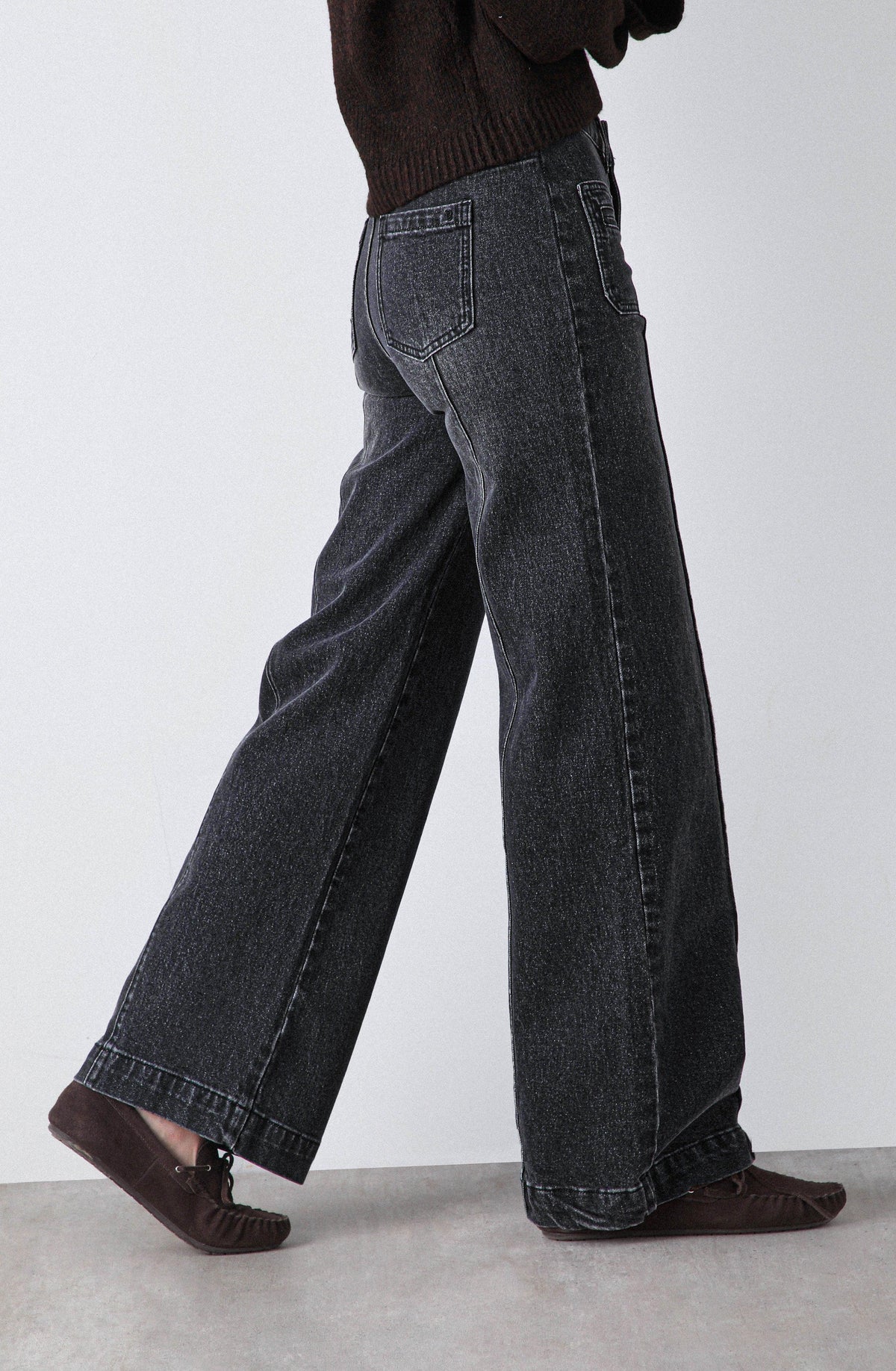 Black Wide-Leg Pocket Pants