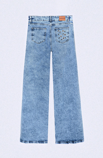 Blue Ojal Back Pocket Pants