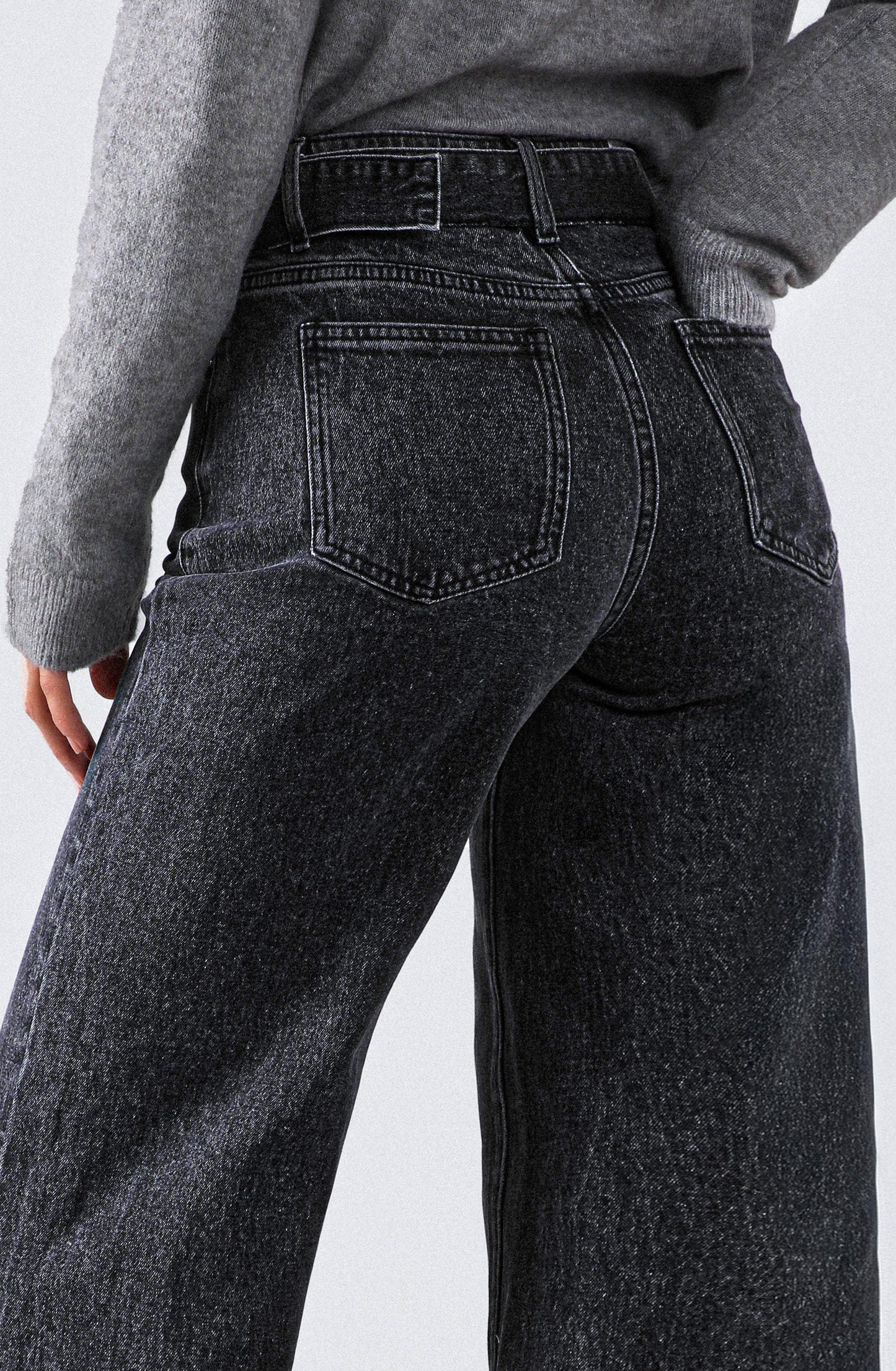 Black Belted Slit Pants