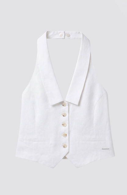 White Linen Vest