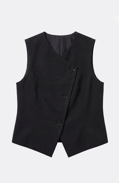 Black Tencel Tailored Vest