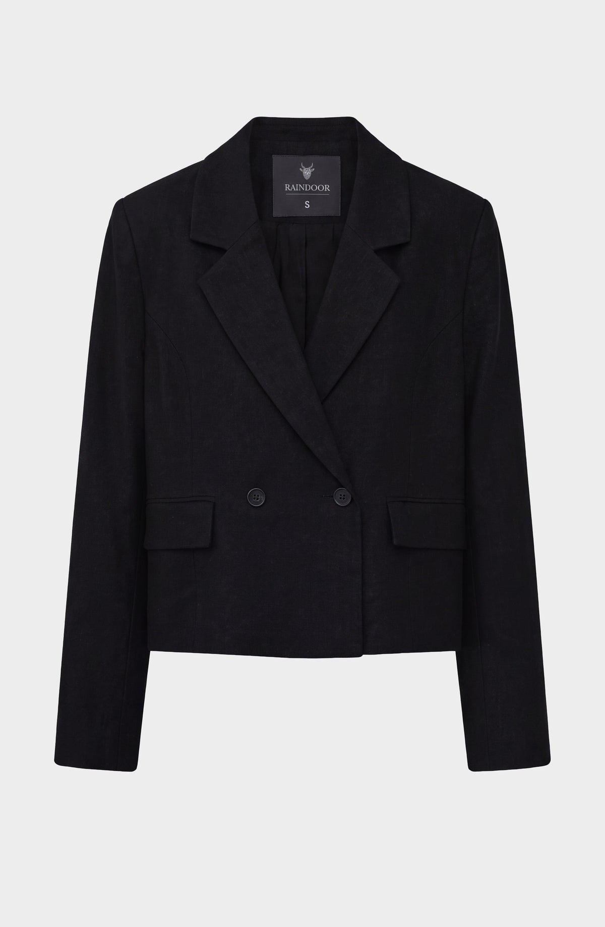 Black Cropped Linen Blazer