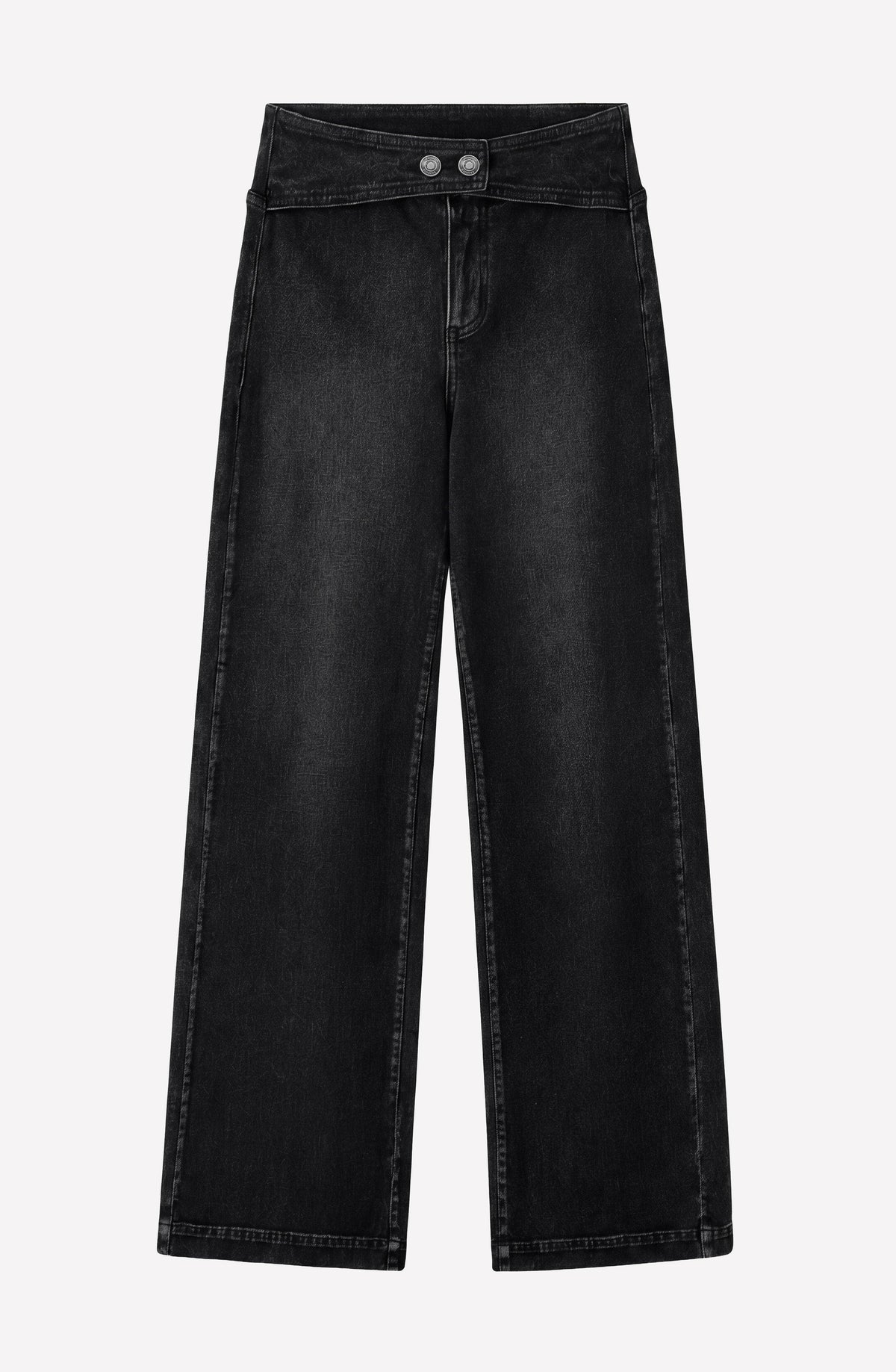 Gray Pants with a Two-Button Waistband