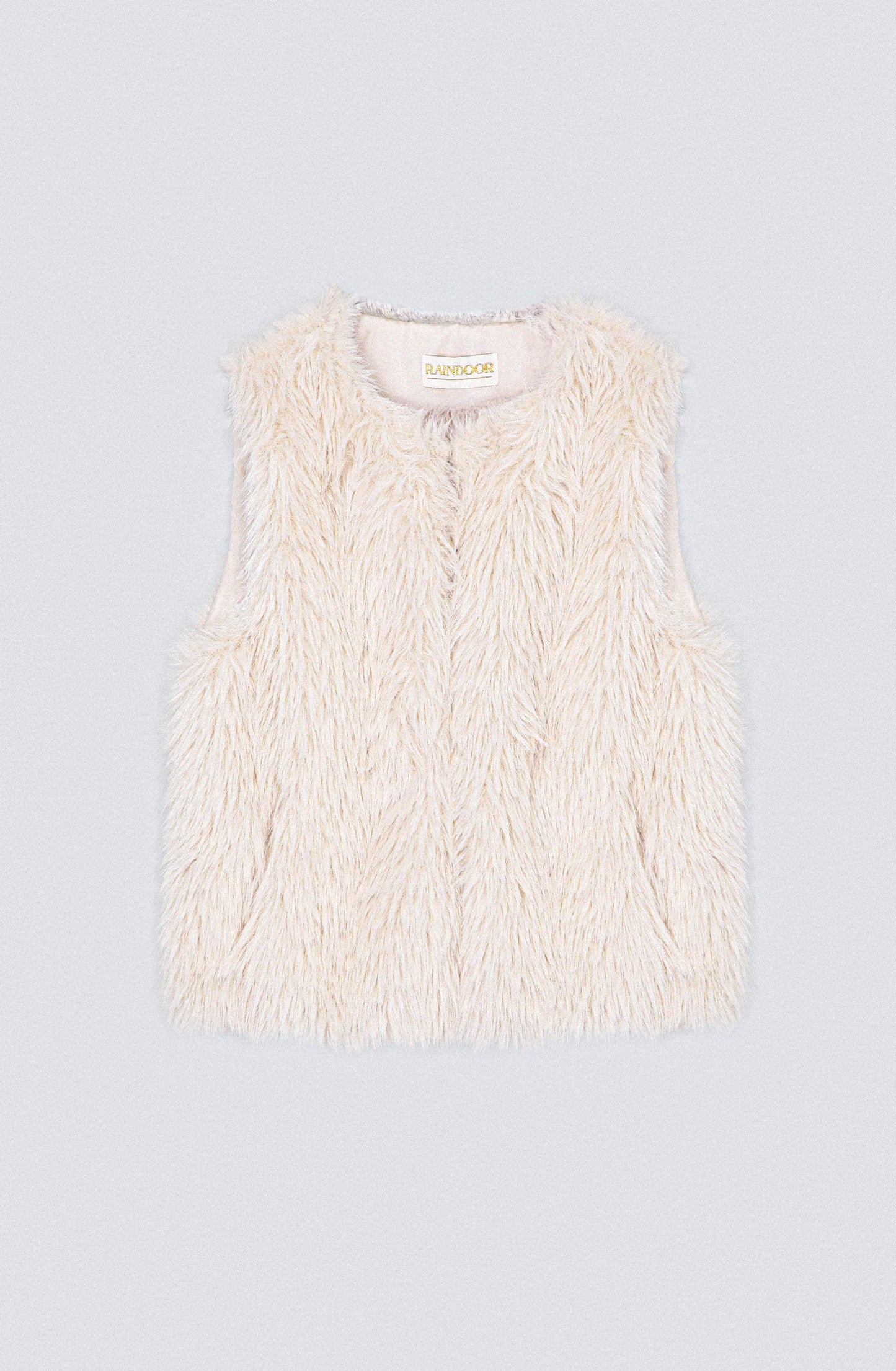 Sleeveless Fur Jacket White
