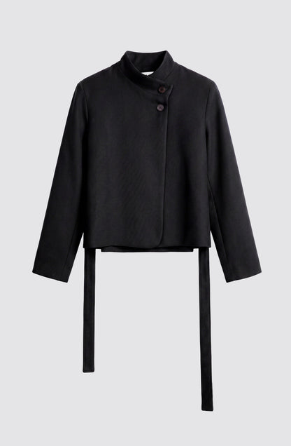 Black Double-Breasted Bow Blazer