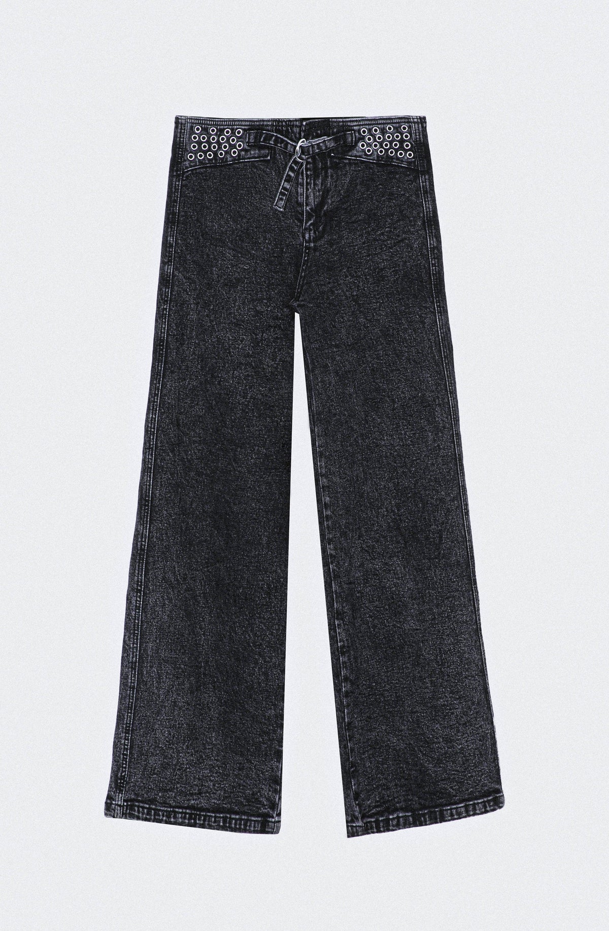 Black Eyelet Waistband Pants