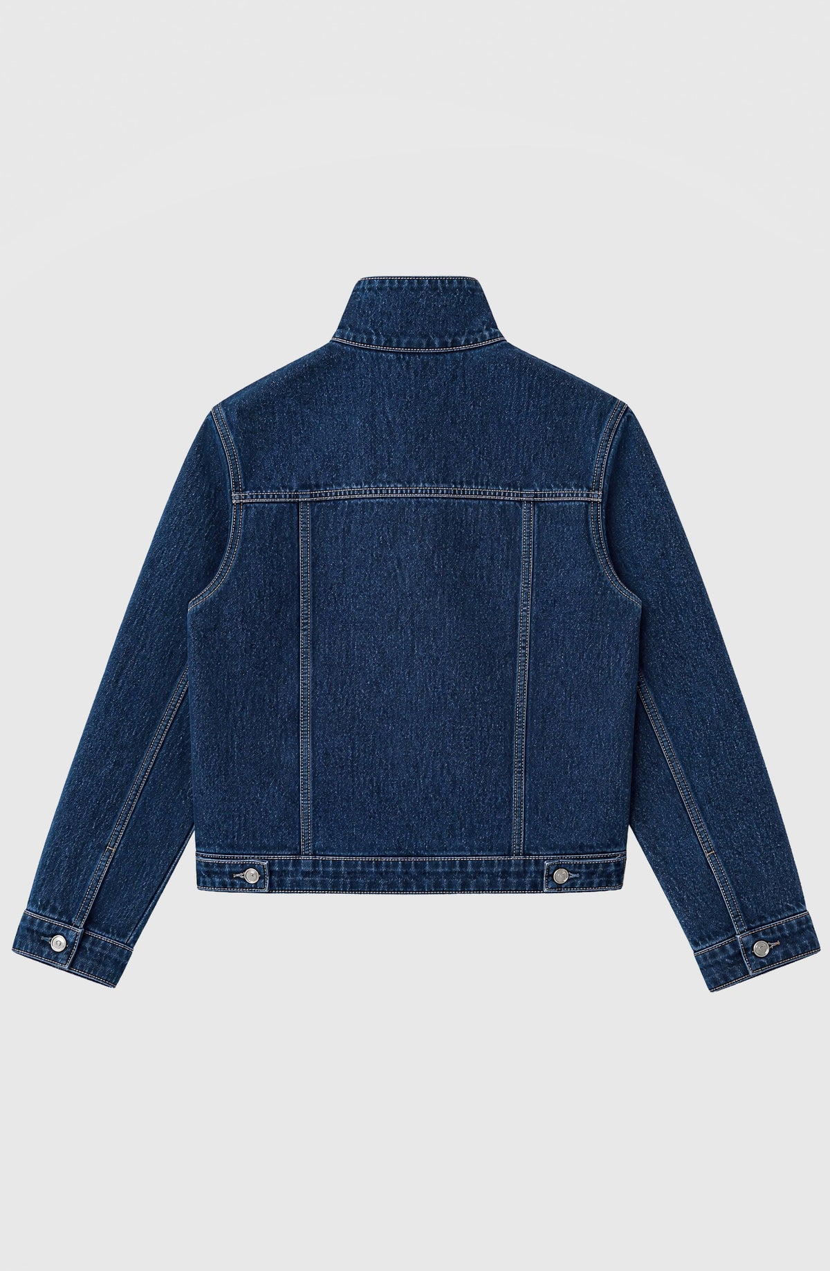 Blue Funnel-Neck Denim Jacket