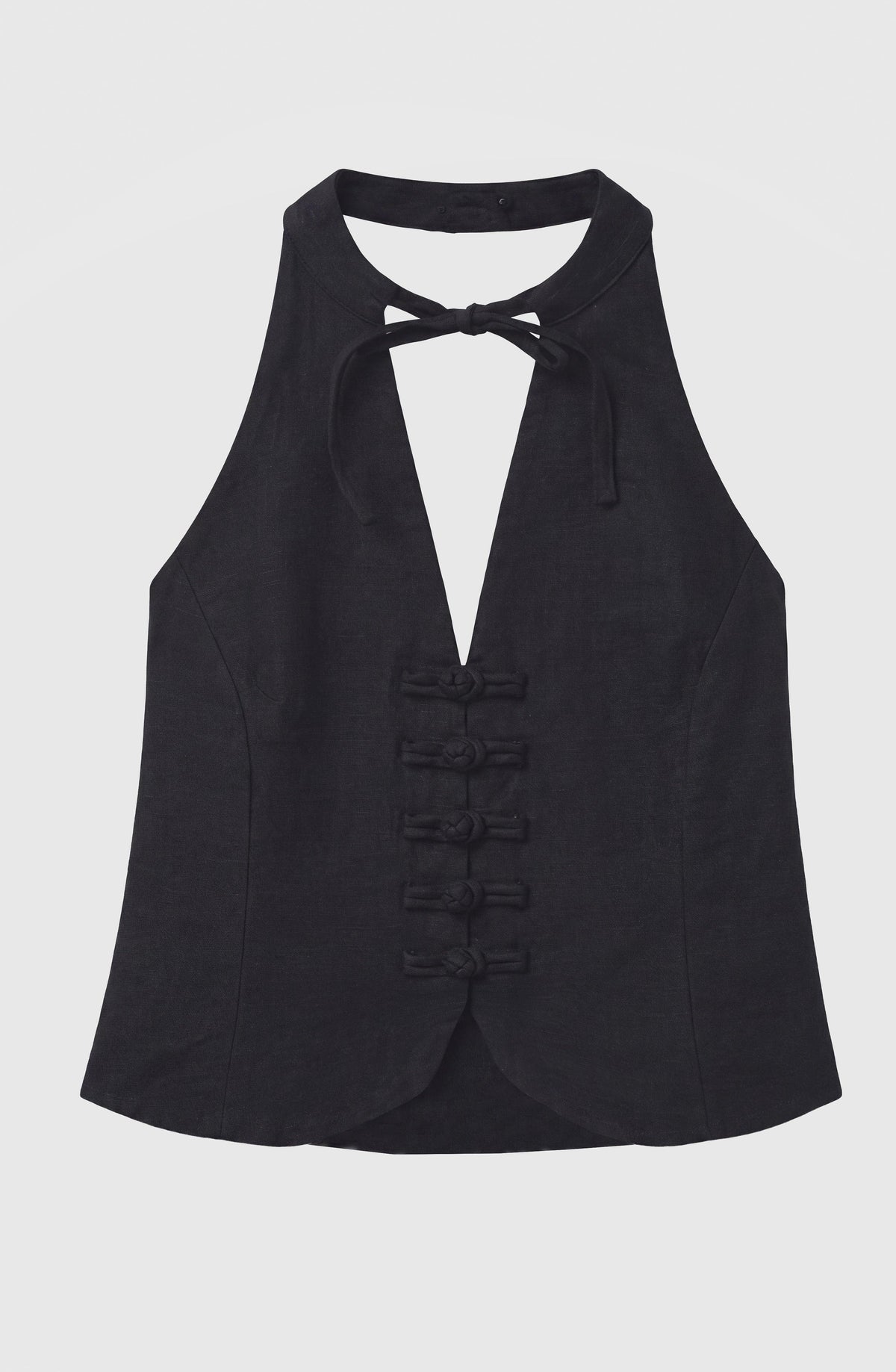Black Button Halter Top
