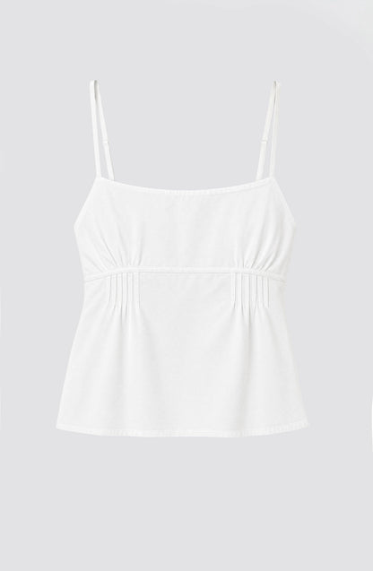 White Pleated Neckline Top