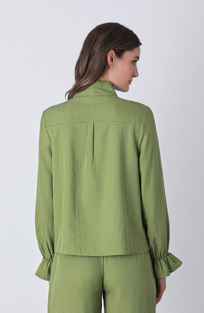 Green Tie Blouse