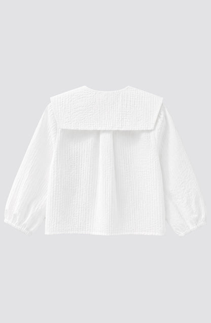 Vichy White Bobo Collar Blouse