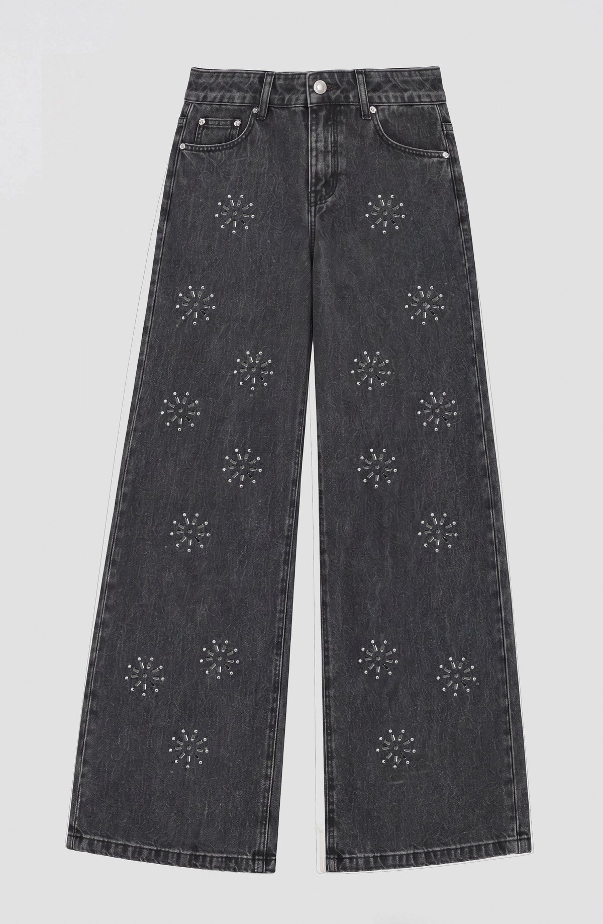 Gray Sparkly Floral Pants
