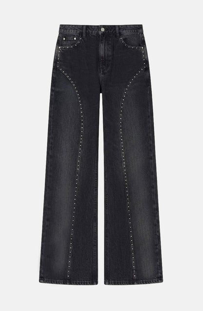 Pantalón Corte Tachas Wide Grey