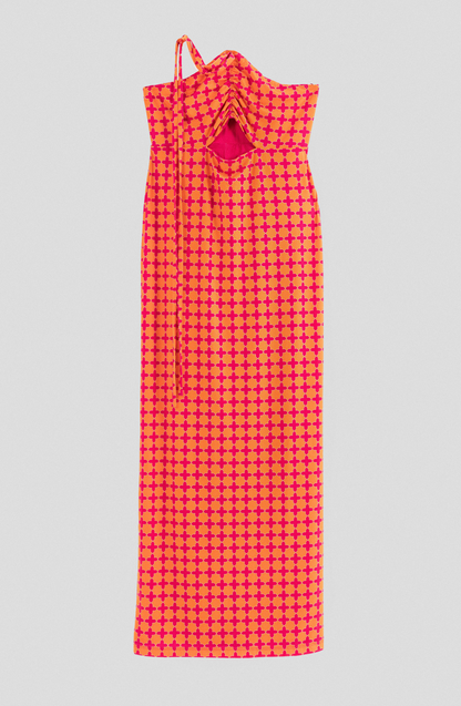 Fuchsia Print Cut Out Dress