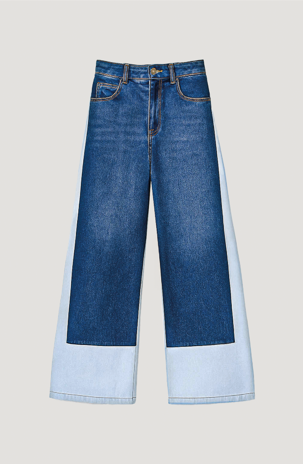 White Two-Tone Pants with a Stripe