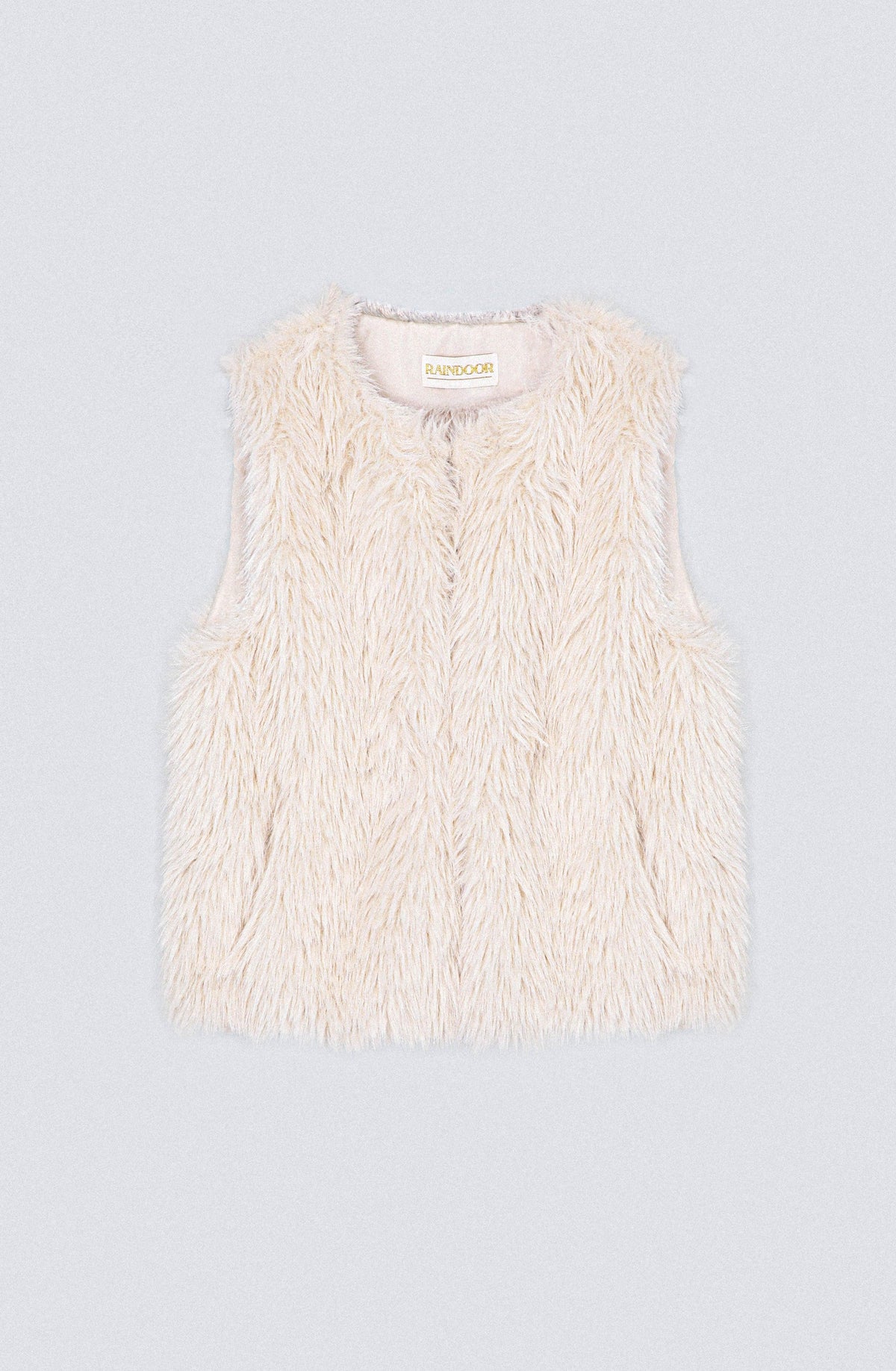 White Sleeveless Fur Jacket