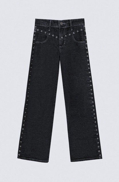 Black Front Buttonhole Pants