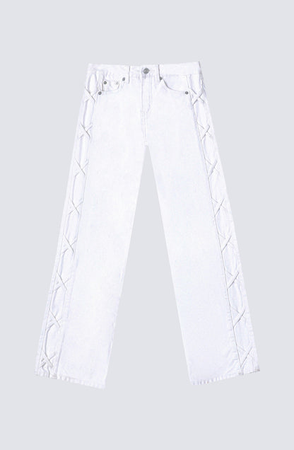 White Side Stripe Pants