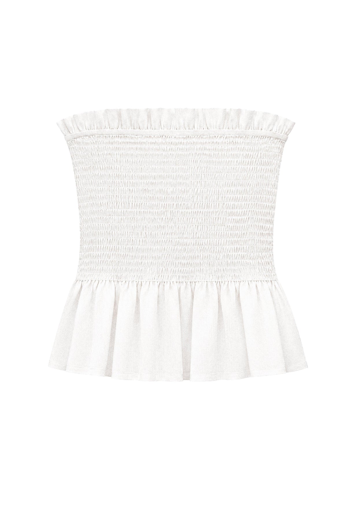White Strapless Smocked Top