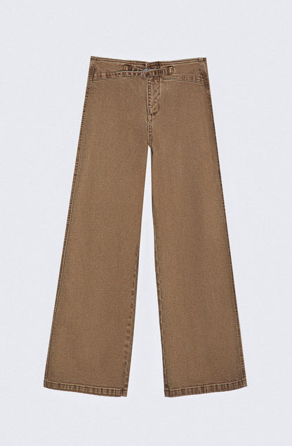Brown Fitted Waistband Pants