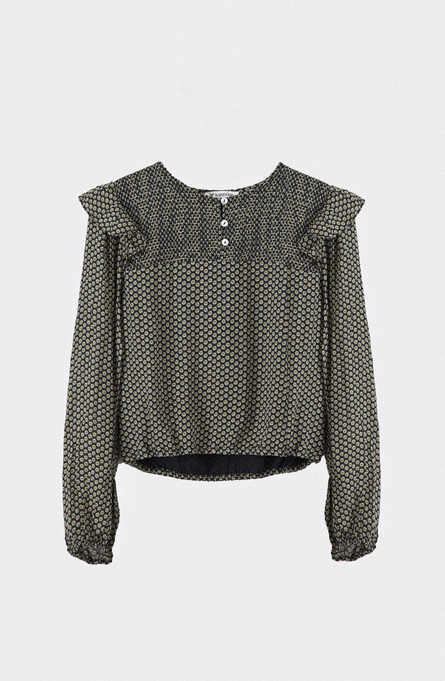 Navy Lurex Print Flowy Blouse