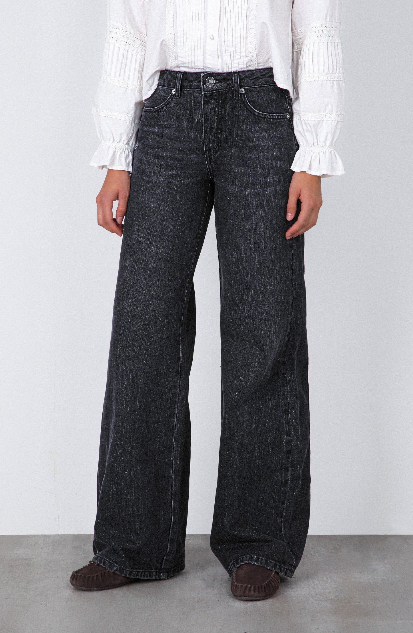 Brown Denim Pants with Application