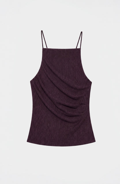 Top Drapeado Backless Burgundy