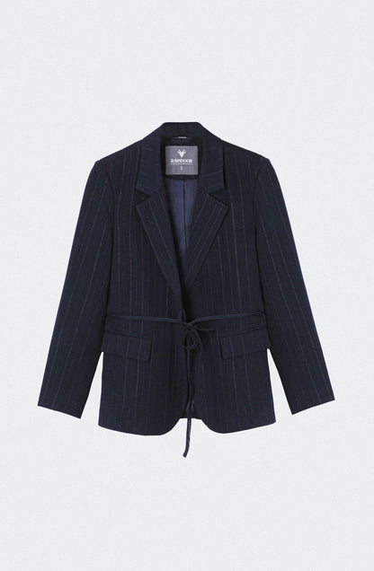 Navy Lurex Striped Blazer
