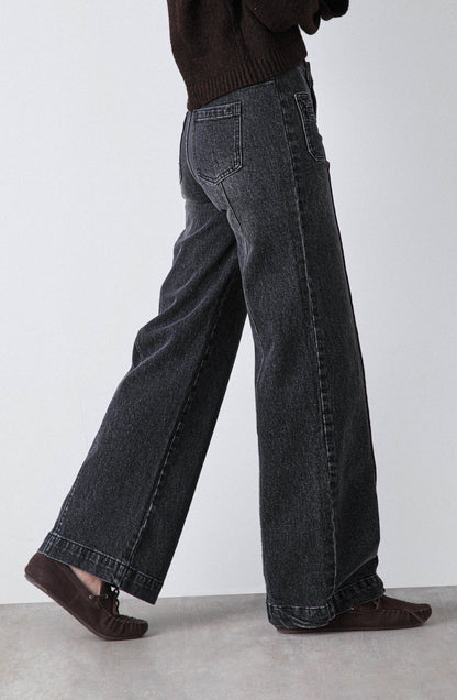 Wide Leg Pocket Black Pants