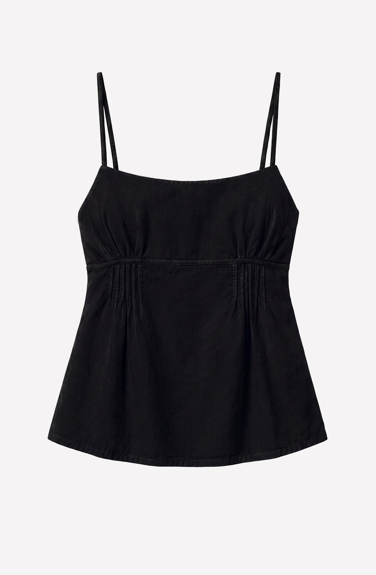 Black Top with a Pleated Neckline