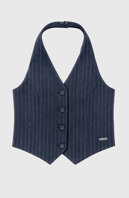 Blue Lurex Striped Vest