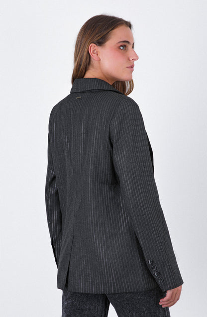 Gray Lurex Stripe Blazer