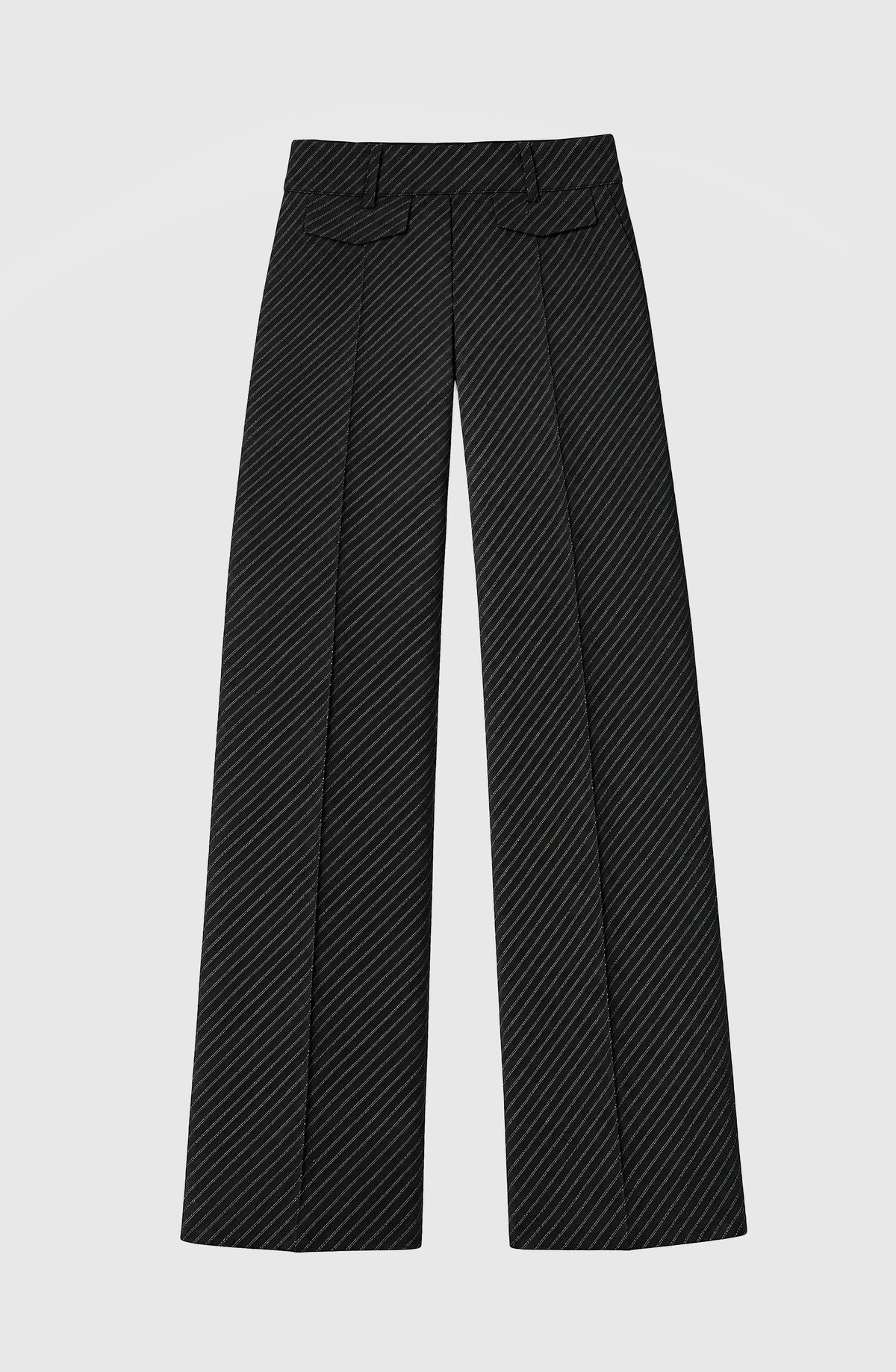 Black Pinstripe Tailored Pants