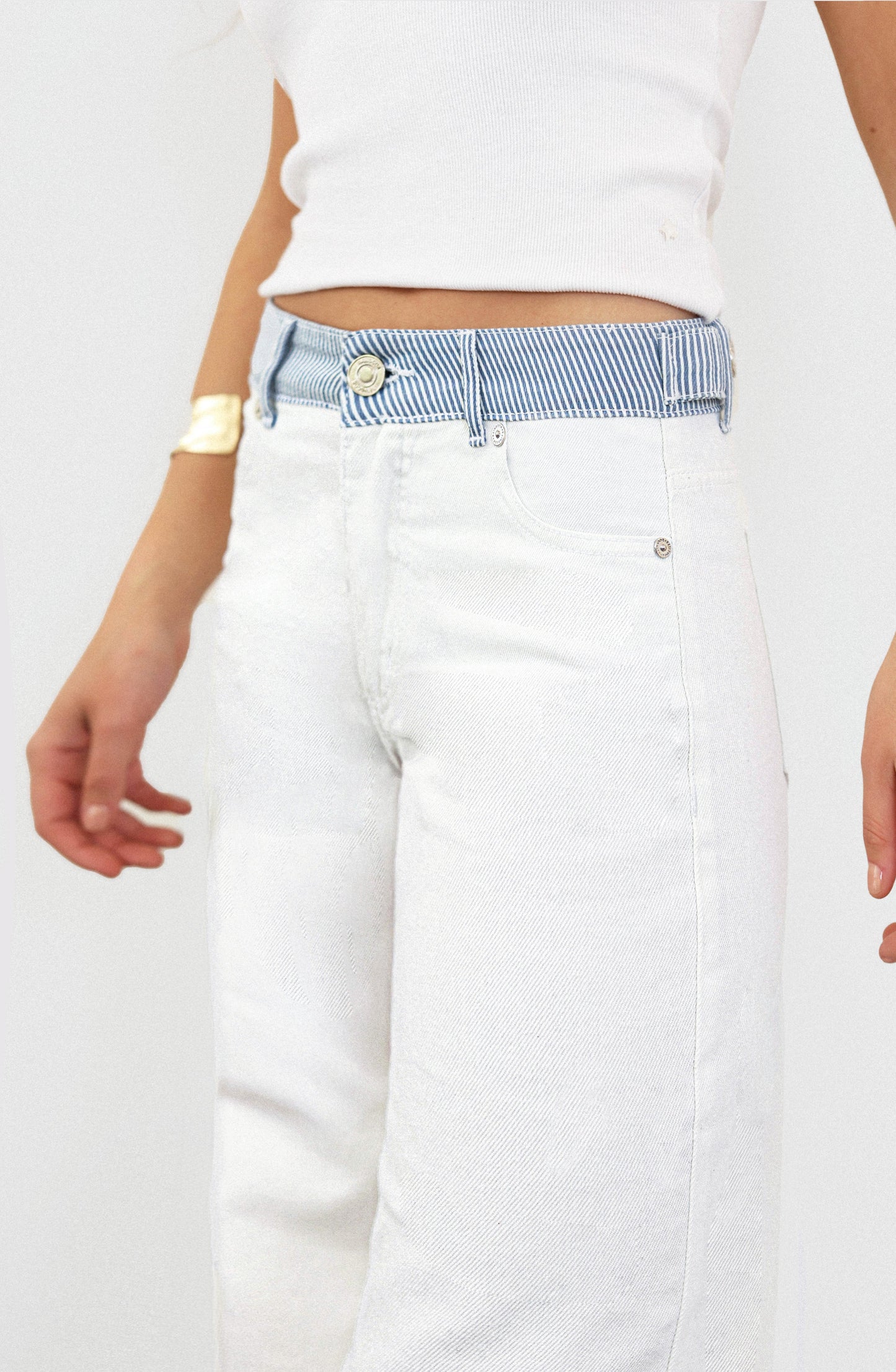 Pantalón Pretina Rayas White