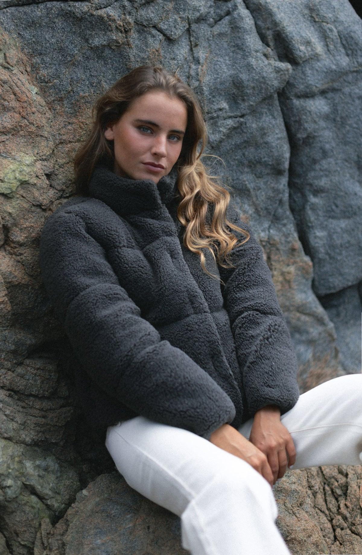 Gray Puffa Sherpa Fleece