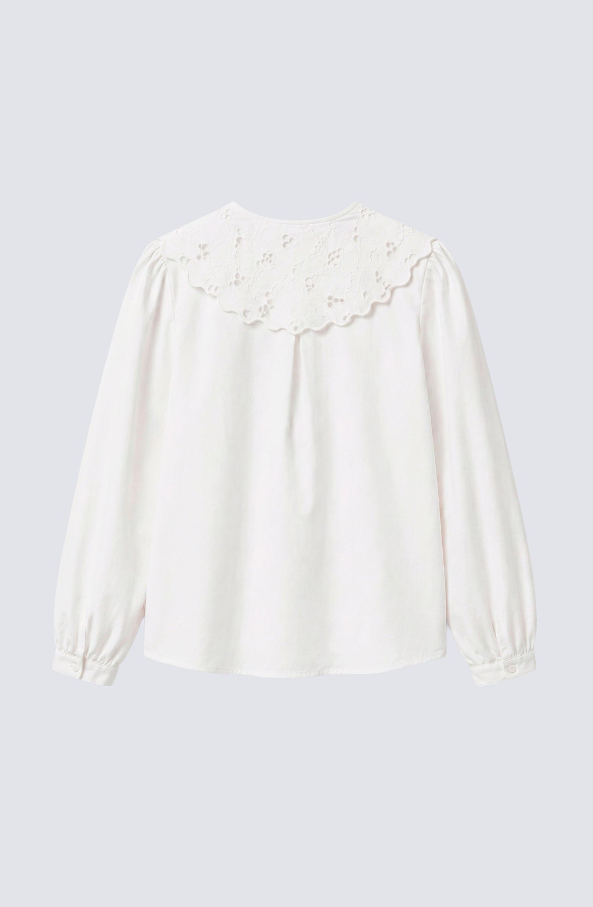 White Embroidered Peter Pan Collar Blouse
