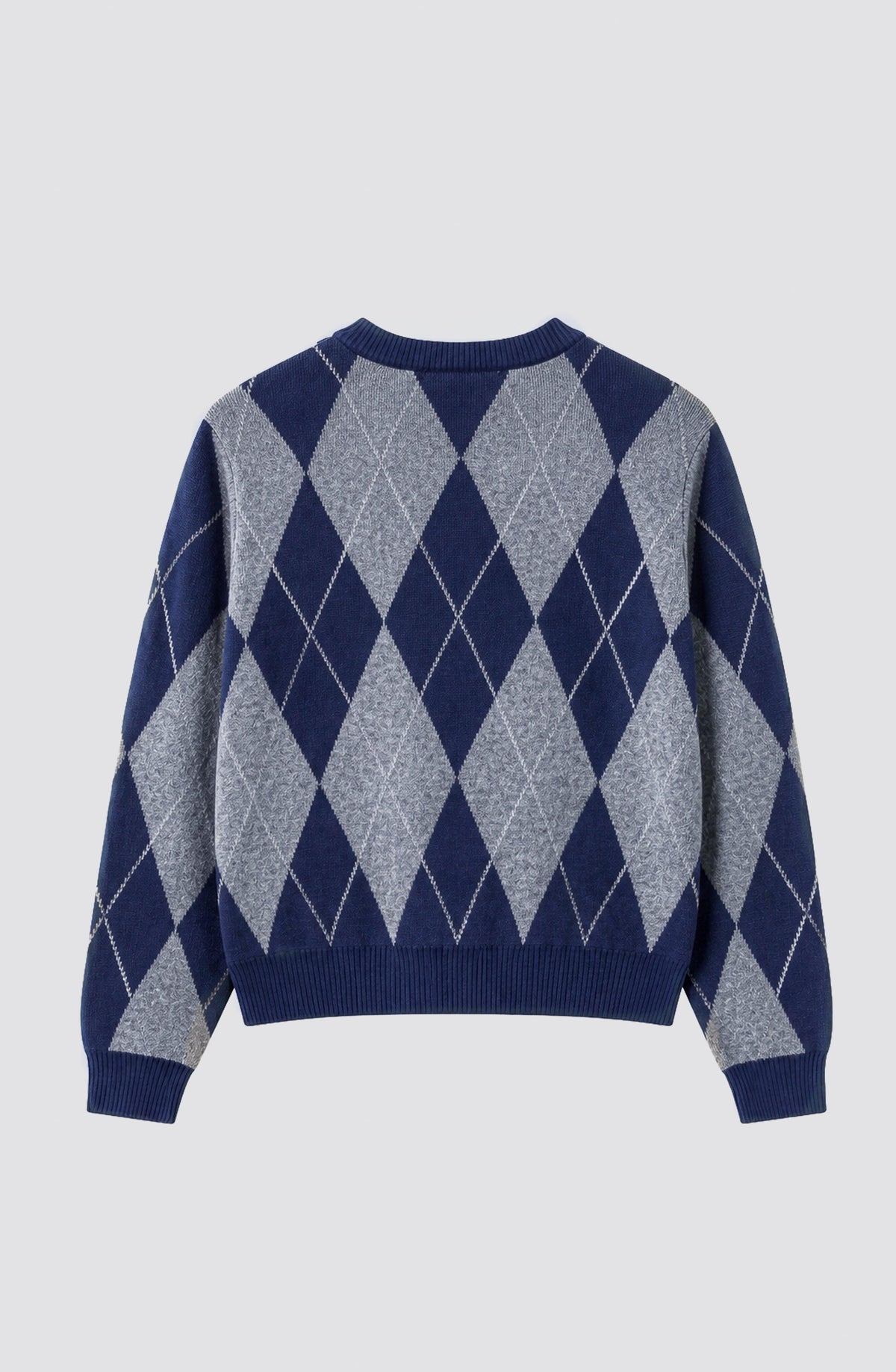 Grey Diamond-Pattern Sweater