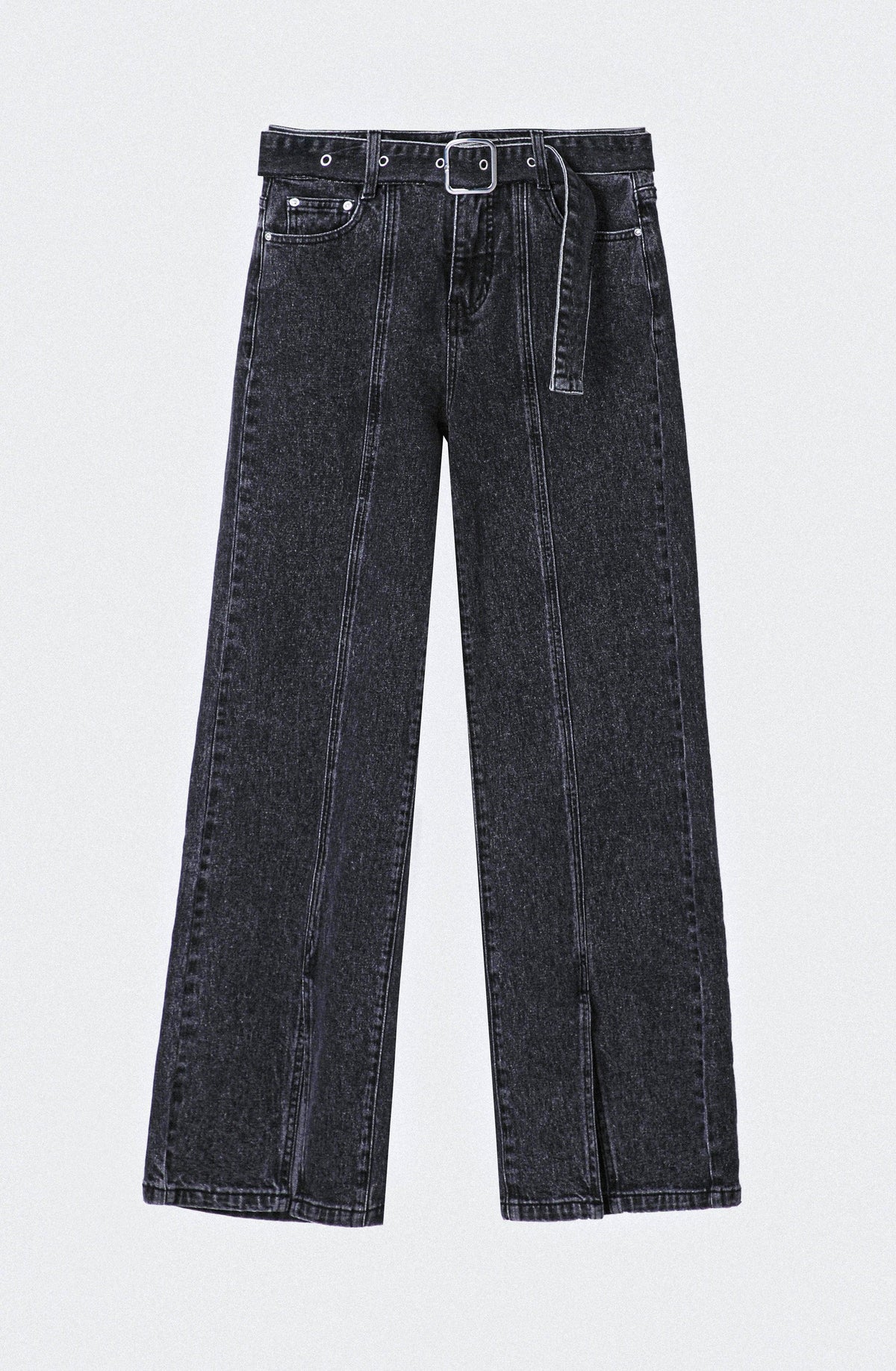 Black Belted Slit Pants