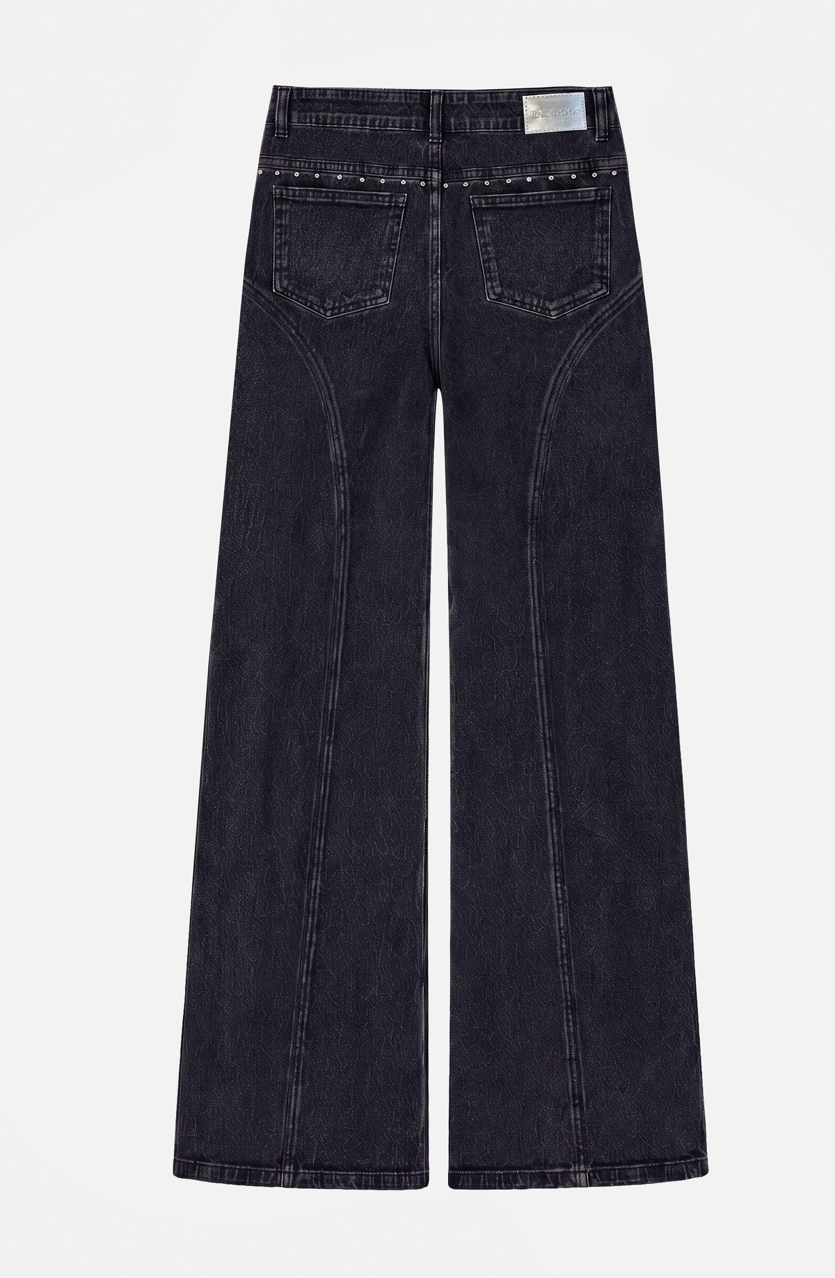 Gray Studded Wide-Leg Pants
