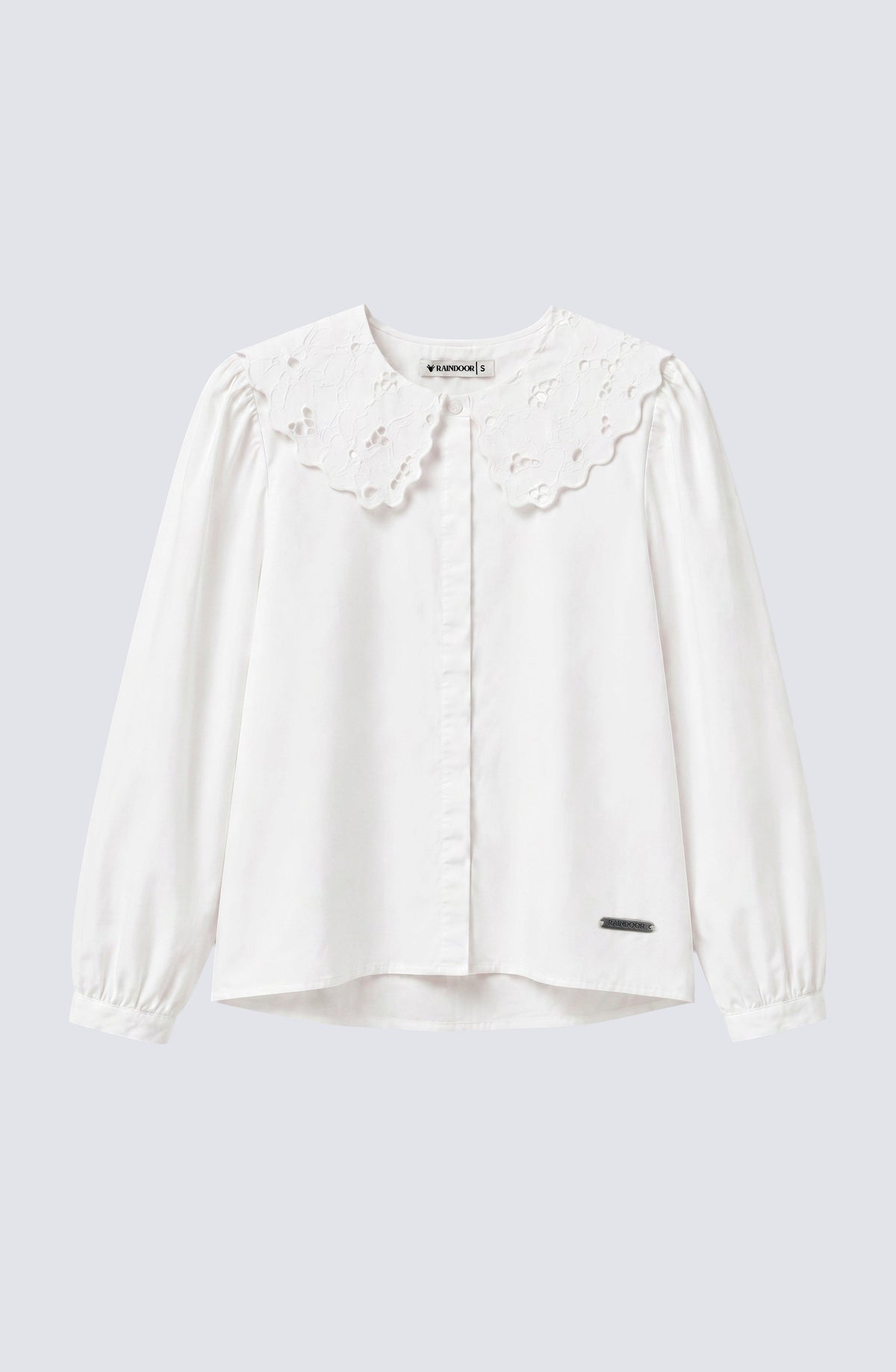 White Embroidered Peter Pan Collar Blouse