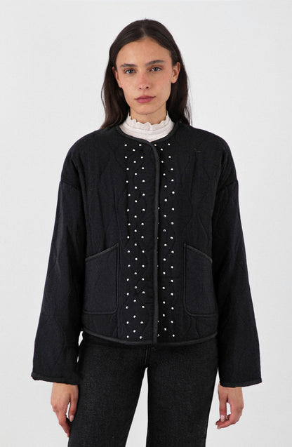 Chaqueta Acolchada Tachas Black
