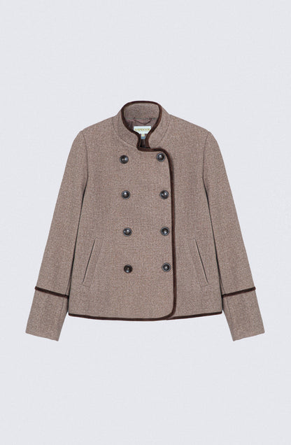 Chaqueta Cruzada Cuello Mao Beige