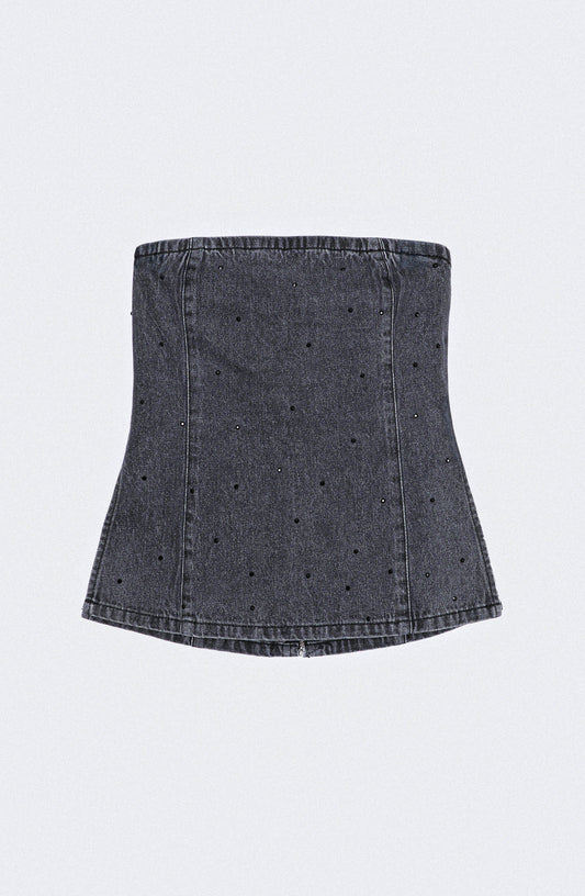 Top Strapless Strass Black