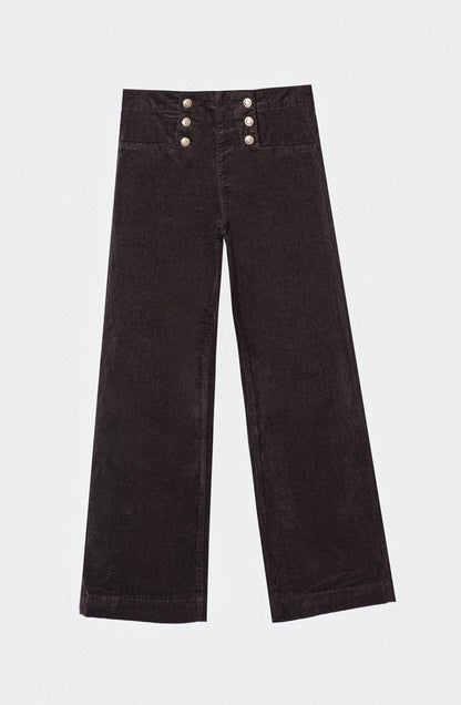 Pantalón Cotelé Botones Frontales Brown