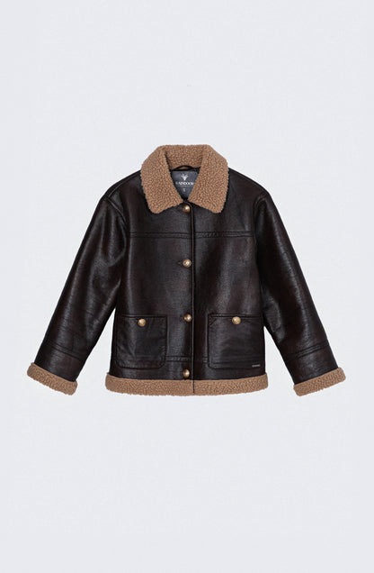 Chaqueta Pu Sherpa Brown