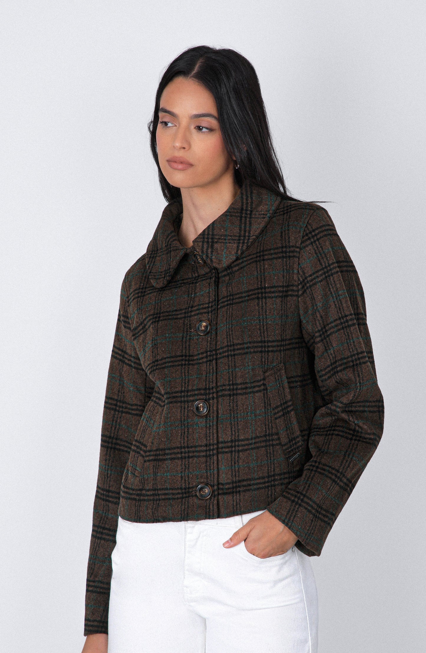 Chaqueta Tejida Cuadros Print