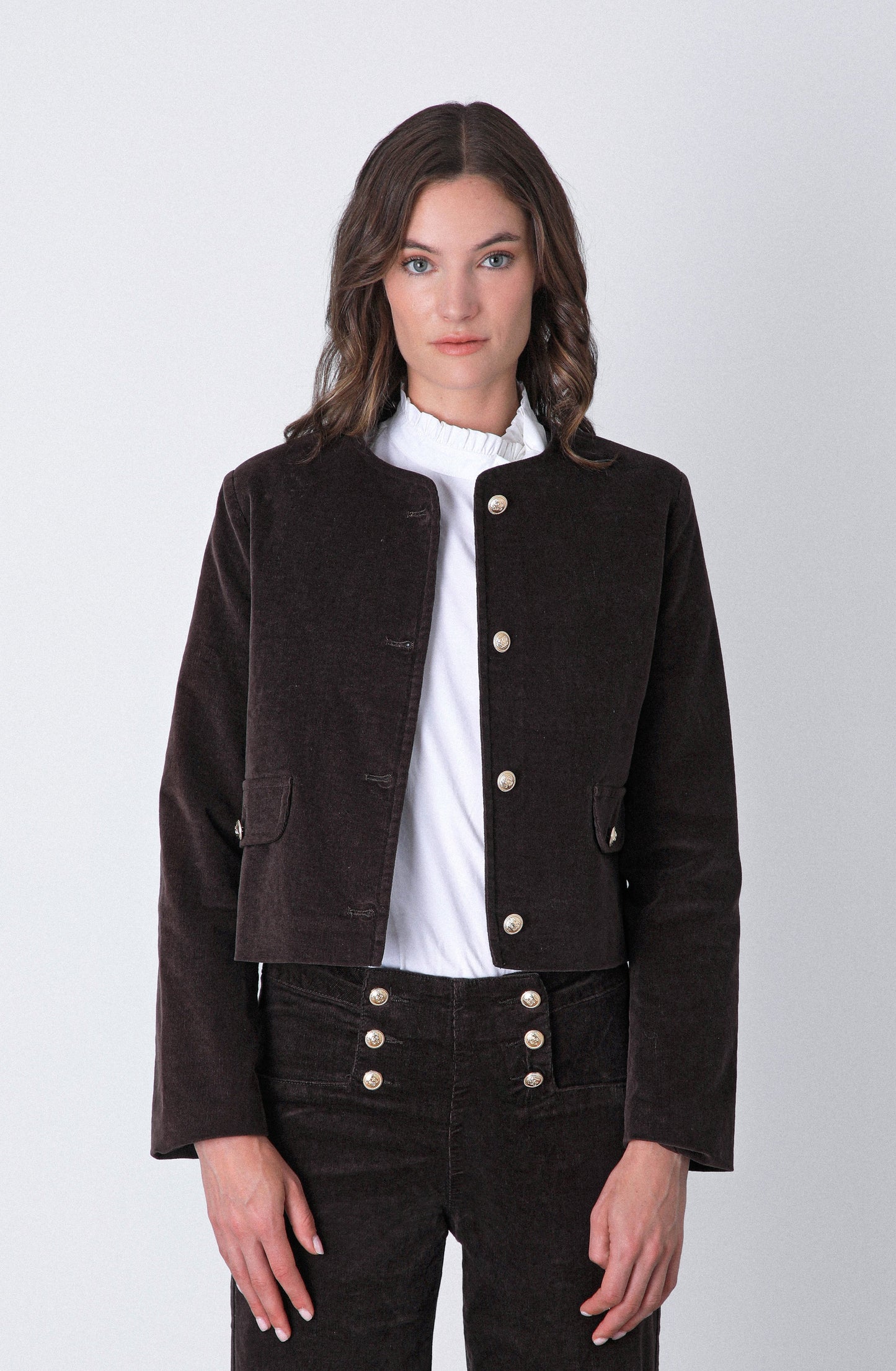 Conjunto Cotelé Botones Brown